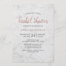 Marble Faux Roos Gold Bruids Douche Uitnodiging