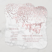 Marble Faux Roos Gold Confetti Verloving Kaart (Voorkant / Achterkant)