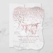 Marble Faux Roos Gold Confetti Verloving Kaart (Voorkant)