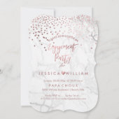 Marble Faux Roos Gold Confetti Verloving Kaart (Achterkant)