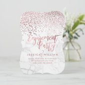 Marble Faux Roos Gold Confetti Verloving Kaart (Staand voorkant)