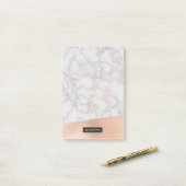 Marble Faux Roos Gold Custom Name Post-it Notes (Op bureau)