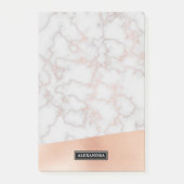 Marble Faux Roos Gold Custom Name Post-it Notes (Voorkant)