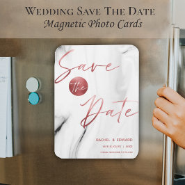 Marble Faux Roos Gold Wedding Save the Date Magneet