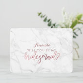 Marble+Faux Roos Gold zal je zijn..Bridesmaid Kaart (Staand voorkant)