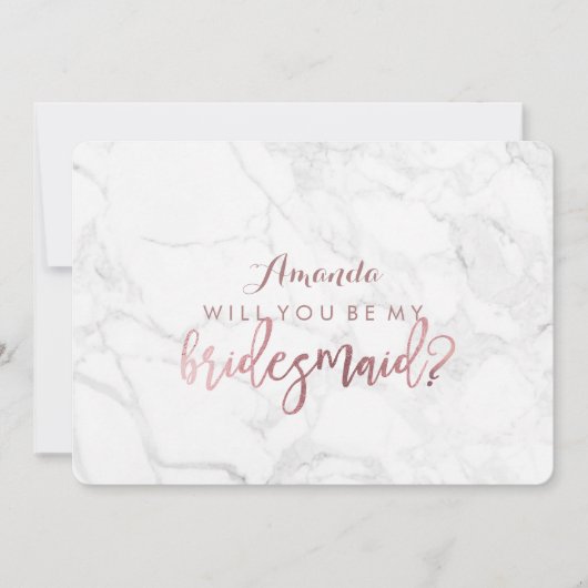 Marble+Faux Roos Gold zal je zijn..Bridesmaid Kaart (Voorkant)