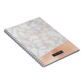 Marble Faux Rose Gold Personalized Name Notebook Notitieboek (Rechterzijde)