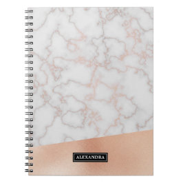 Marble Faux Rose Gold Personalized Name Notebook Notitieboek