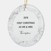 Marble First Kerstmis als Mr & Mrs Personal Foto Keramisch Ornament (Links)