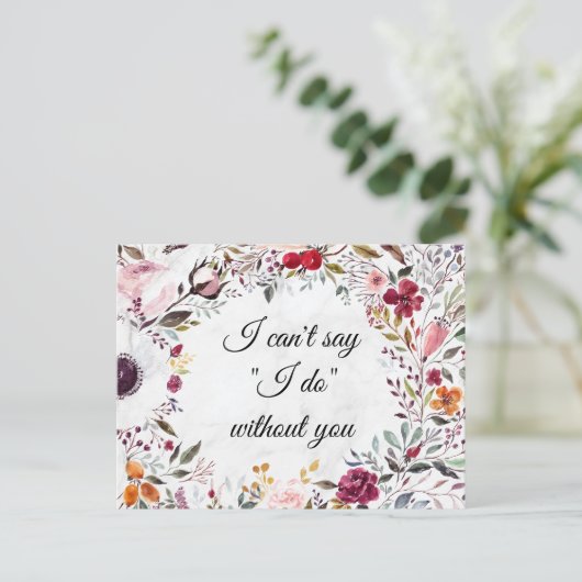 Marble Floral Wedding Bridesmaid proposal Kaart (Staand voorkant)