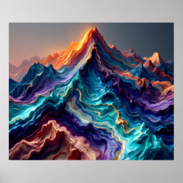 Marble Flow Mountains – Colorful Abstract Art Post Poster