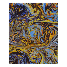 Marble Forms – Blue & Gold Abstract Art Perfect Poster