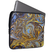Marble Forms – Blue & Gold Art Mouse Pad Laptop Sleeve (Voorkant Rechts)