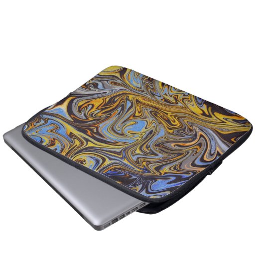 Marble Forms – Blue & Gold Art Mouse Pad Laptop Sleeve (Voorkant onderkant)