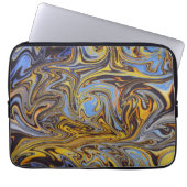 Marble Forms – Blue & Gold Art Mouse Pad Laptop Sleeve (Voorkant)