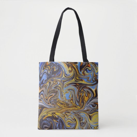 Marble Forms – Blue & Gold Artistic Tote Bag (Voorkant)