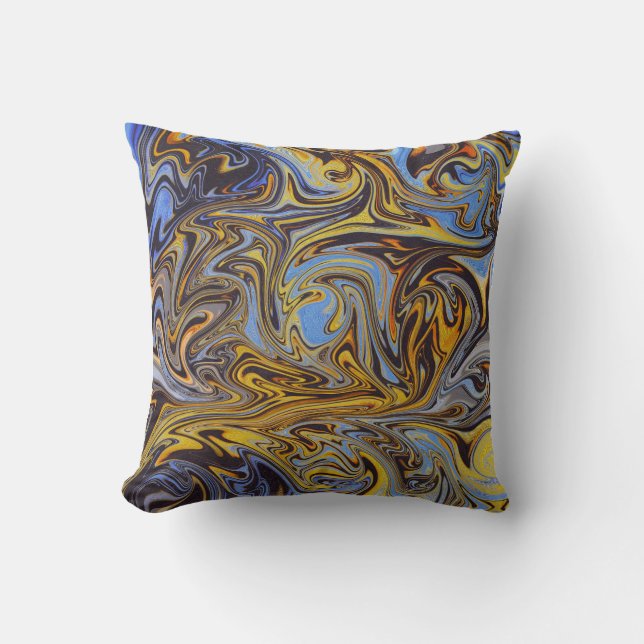 Marble Forms – Blue & Gold Decorative Pillow Kussen (Voorkant)