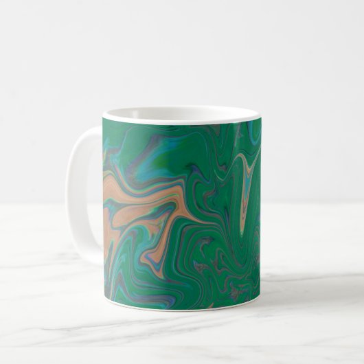 Marble Forms – Green & Gold Natural Flow Koffiemok (Voorkant links)