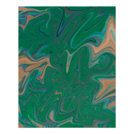 Marble Forms – Green & Gold Natural Flow Perfect Poster