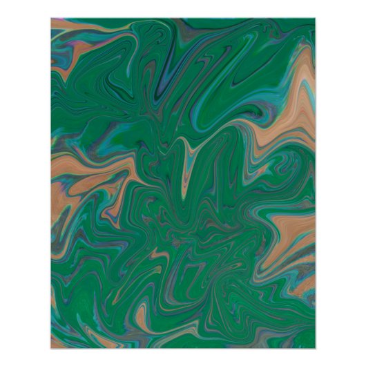 Marble Forms – Green & Gold Natural Flow Perfect Poster (Voorkant)