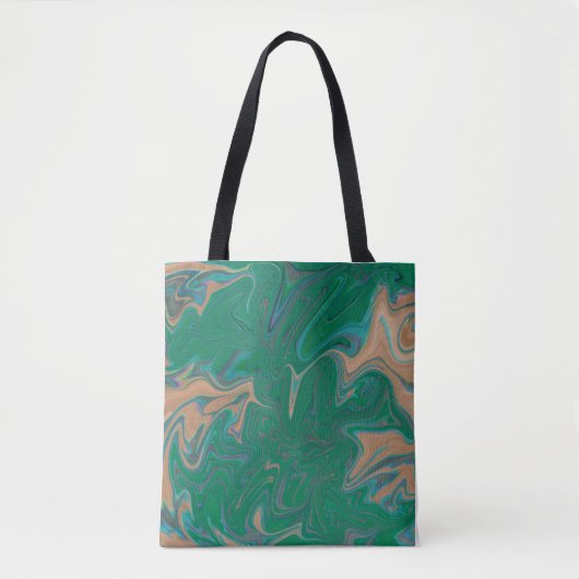 Marble Forms – Green & Gold Natural Flow Tote Bag (Voorkant)