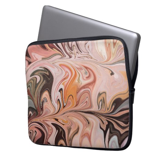 Marble Forms – Pink & Beige Soft Marble Laptop Sleeve (Voorkant Links)