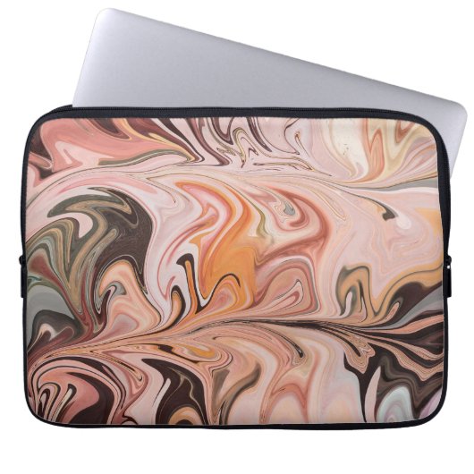 Marble Forms – Pink & Beige Soft Marble Laptop Sleeve (Voorkant)