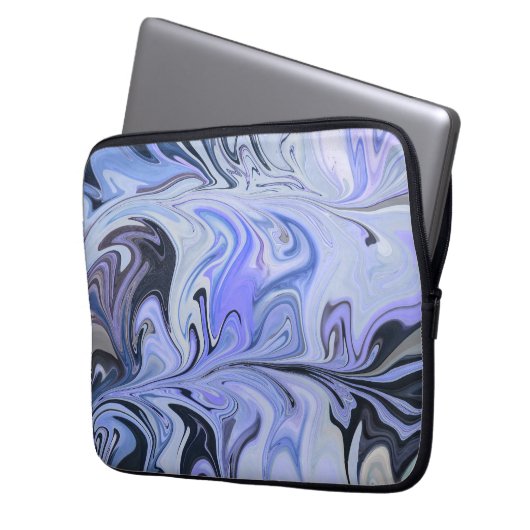 Marble Forms – White & Grey Minimal Texture Laptop Sleeve (Voorkant Links)