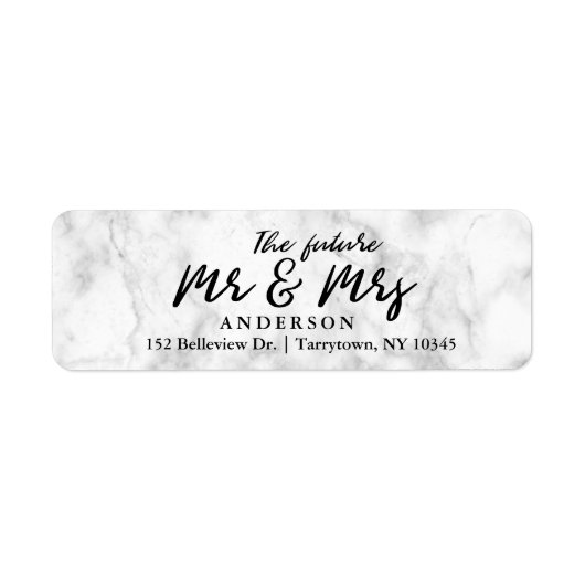 Marble Fresh Script De toekomst Mr en Mrs Etiket (Voorkant)