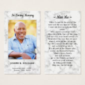 Marble Funeral Sympathie Foto Memorial Prayer Kaar Visitekaartje (Voorkant /achterkant)