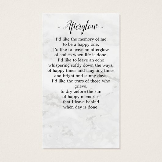 Marble Funeral Sympathie Foto Memorial Prayer Kaar Visitekaartje (Achterkant)