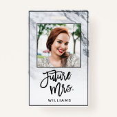 Marble Future Mrs. Bride Bachelorette Party Foto Badge (Achterkant)