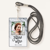 Marble Future Mrs. Bride Bachelorette Party Foto Badge (Voorkant met draagriem)