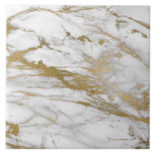 Marble Geïnspireerde White Gold Tegel Tegeltje (Voorkant)