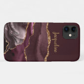 Marble Geode Burgundy Gold Dusty Pink Script Name Case-Mate iPhone Case (Achterkant (horizontaal))