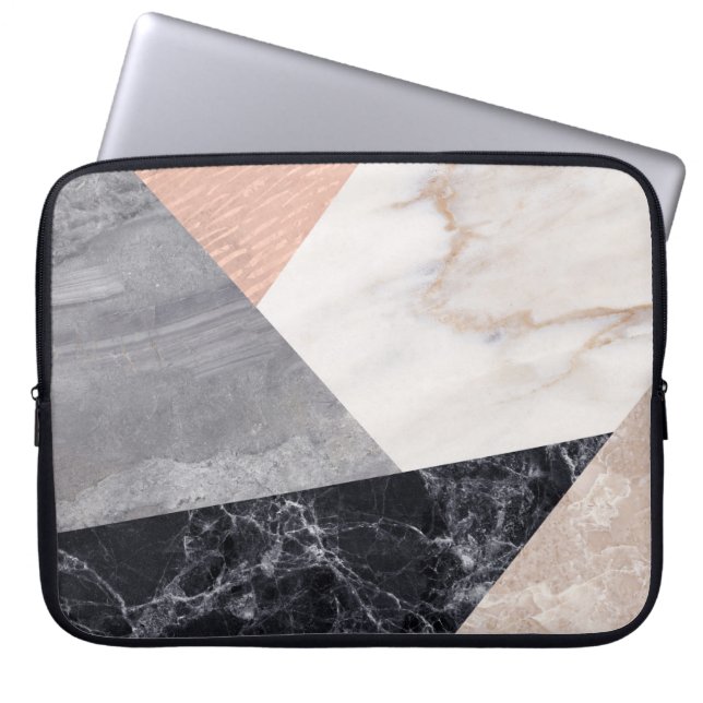 Marble Geometric Pattern Laptop Sleeve (Voorkant)