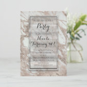 Marble Glam Roos Pink Gold Silver Party - Uitnodig Kaart (Staand voorkant)