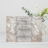 Marble Glam Roos Pink Gold Silver Party - Uitnodig Kaart (Staand voorkant)