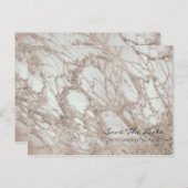 Marble Glam Roos Pink Gold Silver Save the Date Aankondigingskaart (Voorkant / Achterkant)