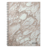 Marble Glam Roos roze Gold Silver Designer stijl Notitieboek (Voorkant)