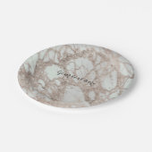 Marble Glam Roos roze Gold Silver Designer stijl Papieren Bordje (Gekanteld)
