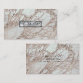 Marble Glam Roos roze Gold Silver Designer stijl Visitekaartje (Voorkant / Achterkant)