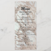 Marble Glam Roos Roze Goud Zilver Party Menu Kaart (Voorkant)
