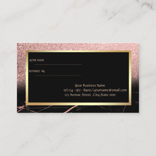 Marble Glitter, Brush Stroke, Lijst Reference Kaar Aanbevelingskaartje (Achterkant)