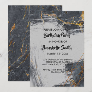 Marble Glitter Geometric Birthday Kaart
