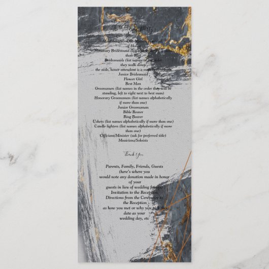 Marble Glitter Geometric Programmakaart (Achterkant)