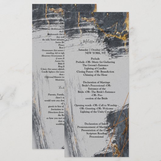 Marble Glitter Geometric Programmakaart (Voorkant / Achterkant)