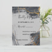 Marble Glitter Geometric RSVP Kaart (Staand voorkant)
