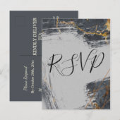 Marble Glitter Geometric RSVP Uitnodiging Briefkaart (Voorkant / Achterkant)