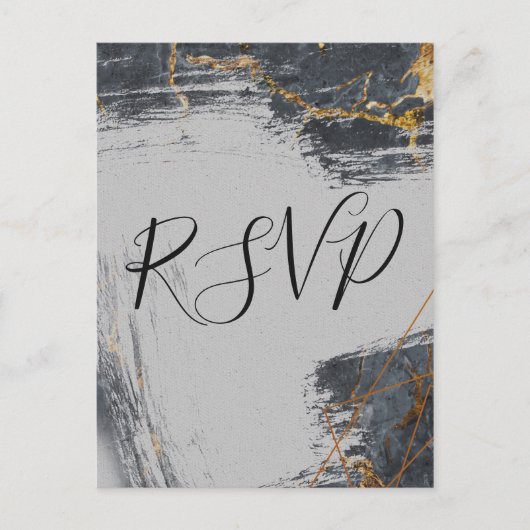 Marble Glitter Geometric RSVP Uitnodiging Briefkaart (Voorkant)